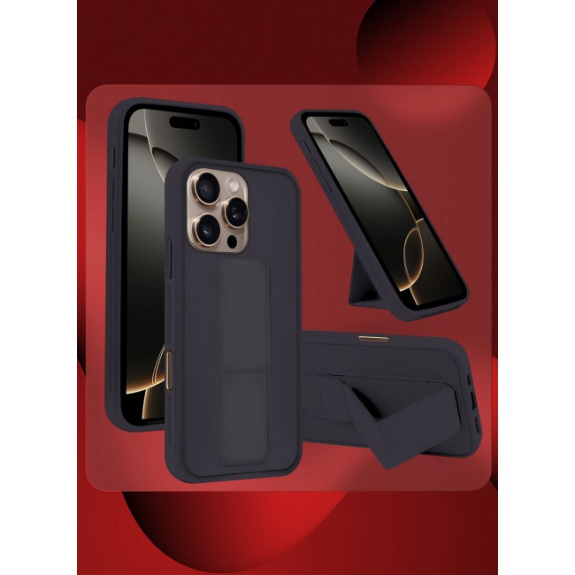 CATANES ( for iPhone 16 Pro ) Case Premium PU Leather Case with Stand Function Shockproof and Anti Scratch Finger Grip Case Cover / Dark Purple