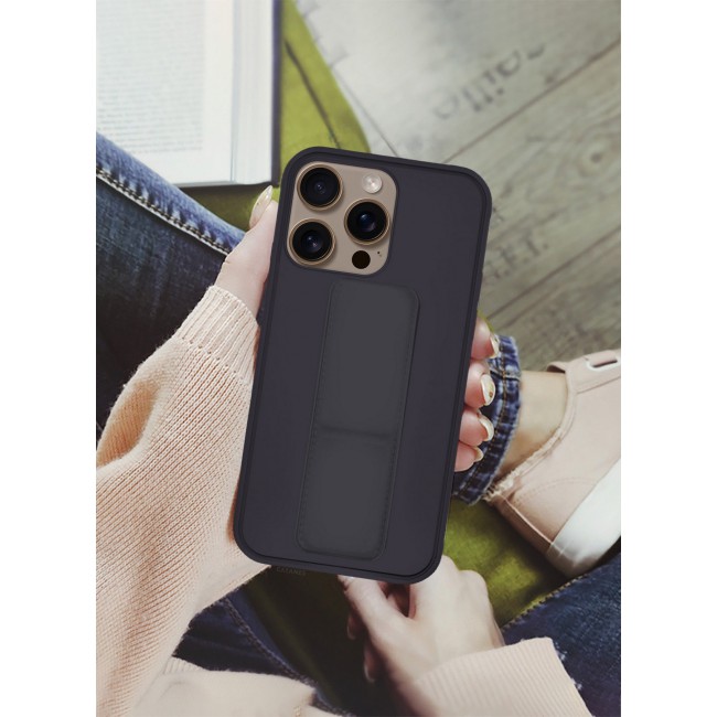 CATANES ( for iPhone 16 Pro ) Case Premium PU Leather Case with Stand Function Shockproof and Anti Scratch Finger Grip Case Cover / Dark Purple