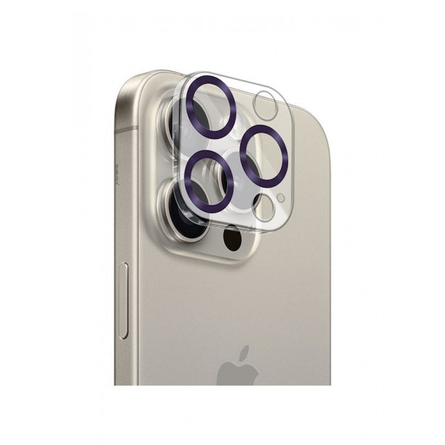 CATANES Camera Lens Protector for Apple iPhone 15 Pro Tempered Glass 9H Hardness Ultra HD Anti-Scratch Easy to Install Case Friendly Full Coverage Guard Purple