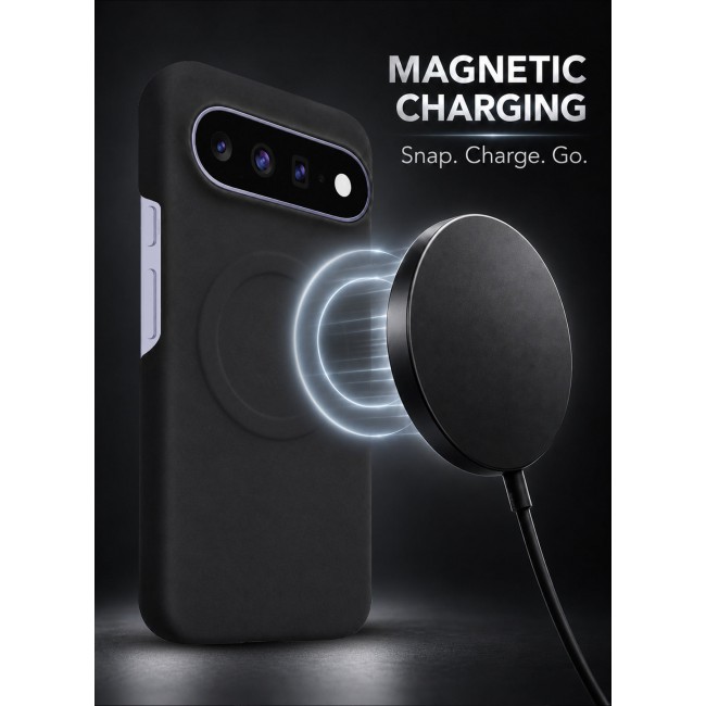 CATANES Premium Alcantara Case for Google Pixel 11 Magnetic Shockproof Slim Cover - Black