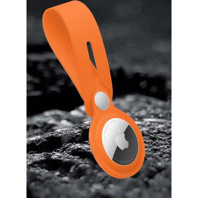CATANES Airtag Case with Key Ring And Rubber anti-drop Keychain device,Orange