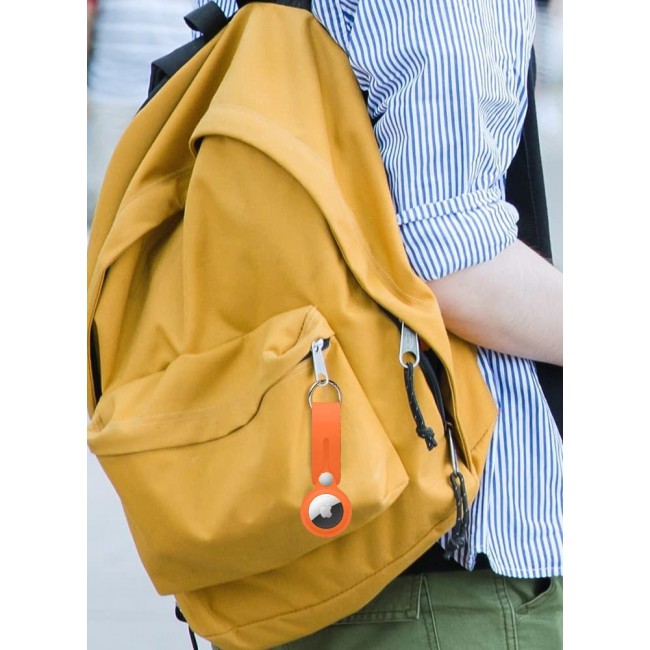 CATANES Airtag Case with Key Ring And Rubber anti-drop Keychain device,Orange