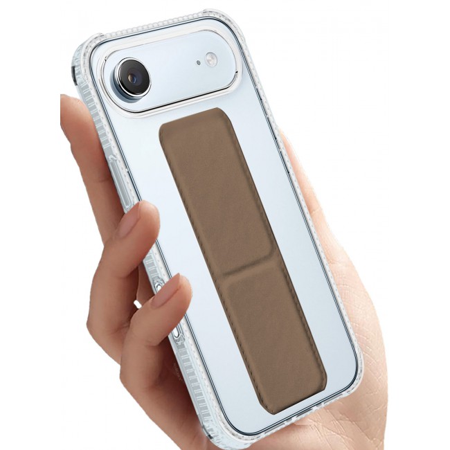 CATANES 2 Packs Finger Grip Clear Case Cover for iPhone 17 Air- Kickstand Car Magnetic Holder Multi-function Protective Two-in-one Case with 3D Screen Protector - Brown