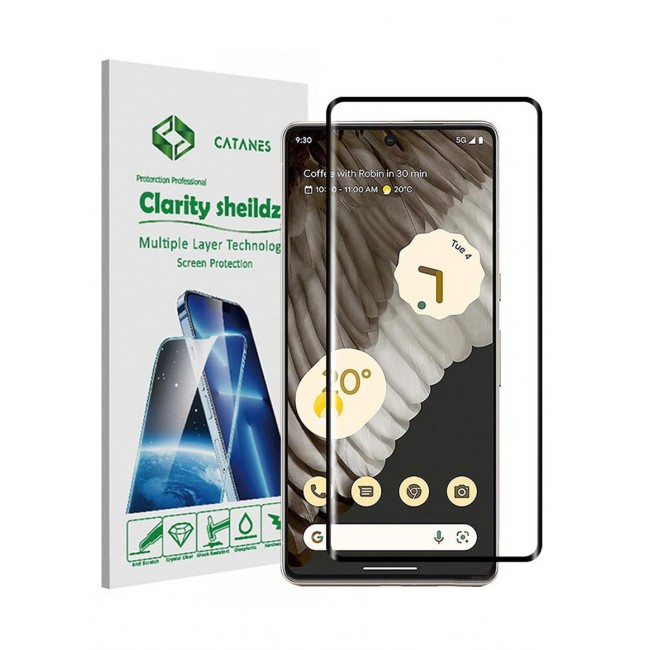 CATANES Google Pixel 7 Pro Screen Protector Tempered Glass 9H Anti-Scratch Shatterproof HD Curved Edge to Edge Full Coverage Film 6.7 inch