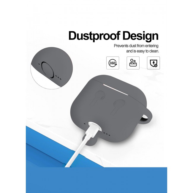 CATANES ( for Airpods 4 2024 ) Case Soft Silicone Elegant Cover with Keychain / Dark Grey Color