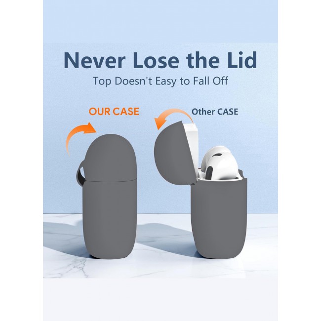 CATANES ( for Airpods 4 2024 ) Case Soft Silicone Elegant Cover with Keychain / Dark Grey Color