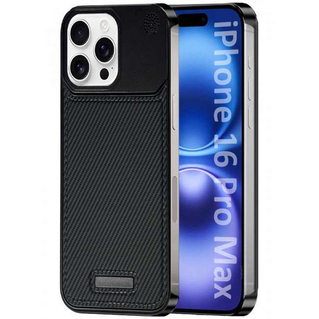 CATANES iPhone 16 Pro Max Case Leather Metal Design, Slim Lightweight Minimalist Cover