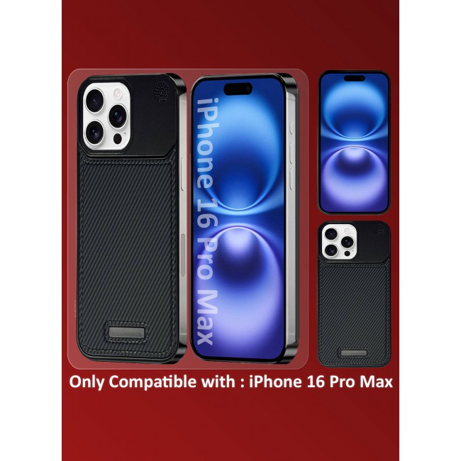 CATANES iPhone 16 Pro Max Case Leather Metal Design, Slim Lightweight Minimalist Cover