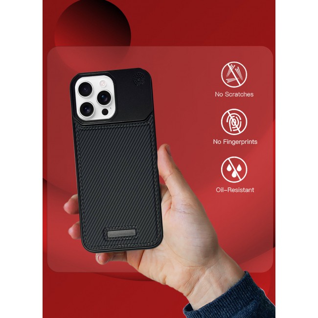 CATANES iPhone 16 Pro Max Case Leather Metal Design, Slim Lightweight Minimalist Cover