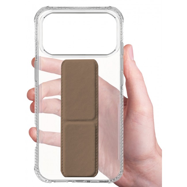 CATANES 2 Packs Finger Grip Clear Case Cover for iPhone 17 Pro- Kickstand Car Magnetic Holder Multi-function Protective Two-in-one Case with Privacy Screen Protector - Brown