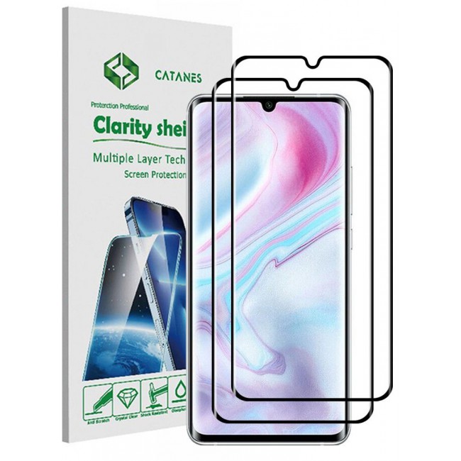 CATANES 2 Pack For Xiaomi Mi Note 10 Pro Screen Protector Tempered Glass Full Glue Back