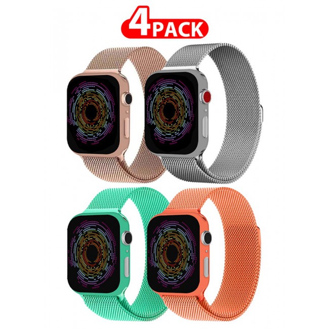 CATANES 4 Pack Stainless Steel Milanese Loop Compatible with Apple Watch Band 38mm 40mm 41mm men and women Mesh Loop Magnetic Clasp Replacement for iWatch Bands Series 7 SE 6 5 4 3 2 1