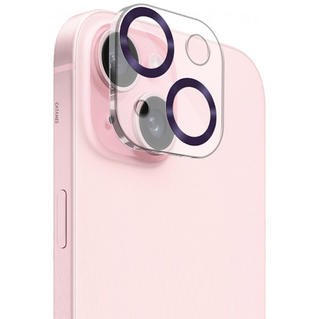 CATANES Camera Lens Protector for Apple iPhone 15 Tempered Glass 9H Hardness Ultra HD Anti-Scratch Easy to Install Case Friendly Full Coverage Guard Purple