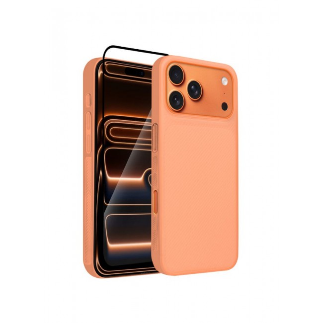 CATANES 2Packs Case Cover for iPhone 17 Pro Max, Air Skin Line Design Back Cover, Sturdy Durable Ultra-Thin Case, Drop Protection Cover Clear with 3D Screen Protector - Cosmic Orange