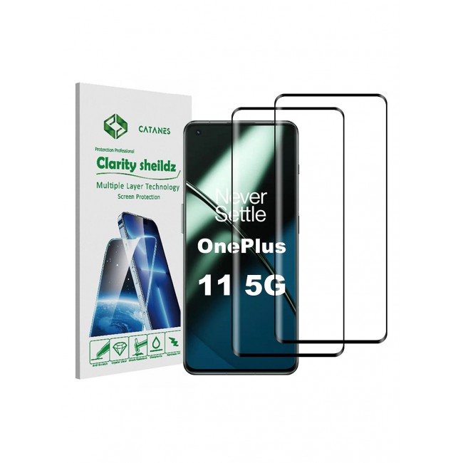 CATANES 2Pack for OnePlus 11 Screen Protector Tempered Glass 9H Curved Full Coverage Anti-Scratch Full Adhesive Bubble-Free 6.7 inch