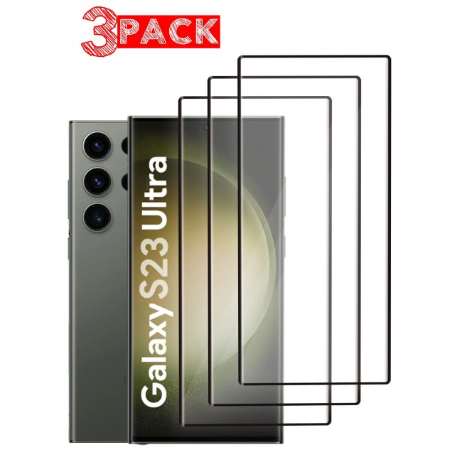 CATANES 3Pack for Samsung Galaxy S23 Ultra Screen Protector Tempered Glass 9H Anti-Scratch Shatterproof HD Curved Edge to Edge Full Coverage Film 6.8 inch