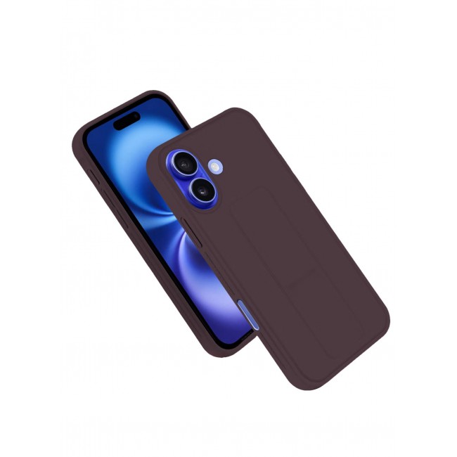 CATANES ( for iPhone 16 ) Case Premium PU Leather Case with Stand Function Shockproof and Anti Scratch Finger Grip Case Cover / Merlot