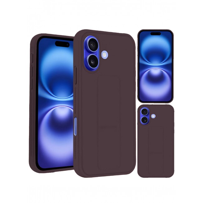 CATANES ( for iPhone 16 ) Case Premium PU Leather Case with Stand Function Shockproof and Anti Scratch Finger Grip Case Cover / Merlot