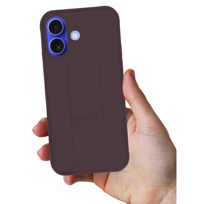 CATANES ( for iPhone 16 ) Case Premium PU Leather Case with Stand Function Shockproof and Anti Scratch Finger Grip Case Cover / Merlot