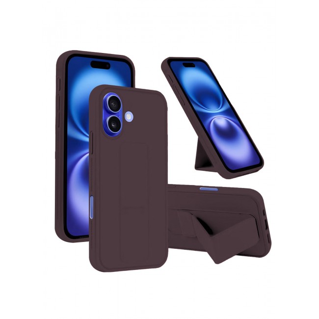 CATANES ( for iPhone 16 ) Case Premium PU Leather Case with Stand Function Shockproof and Anti Scratch Finger Grip Case Cover / Merlot
