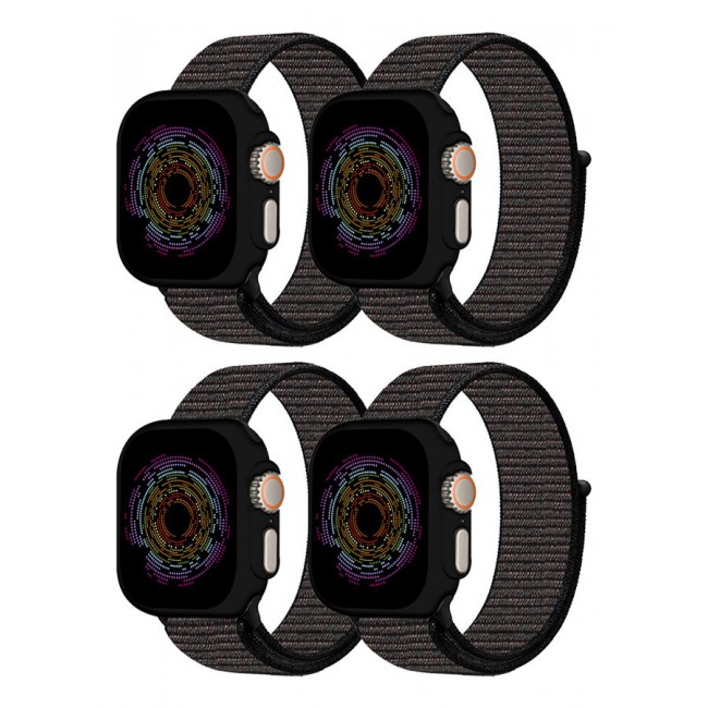 CATANES 4 Pack Nylon Sport Loop Band Compatible with Apple Watch Bands 42mm 44mm 45mm 49mm Women Men Braided Elastic Wristbands Replacement Band for iWatch Series Ultra 2/Ultra/9/8/7/6/5/4/3/2/1/SE
