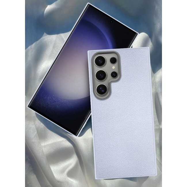 CATANES (for Samsung Galaxy S23 Ultra) Case Cover Leather Case with Lens Frame Shockproof Full Body Protective Cover Light Blue