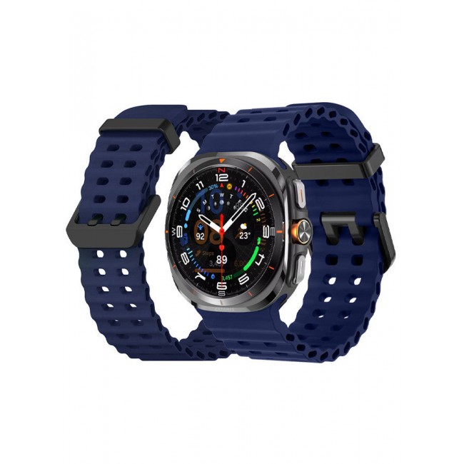 CATANES (for Samsung Galaxy Watch 7 Ultra 47mm) Silicone Band Soft Ocean Silicone Sport Strap Replacement Accessory Dark Blue