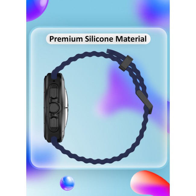 CATANES (for Samsung Galaxy Watch 7 Ultra 47mm) Silicone Band Soft Ocean Silicone Sport Strap Replacement Accessory Dark Blue
