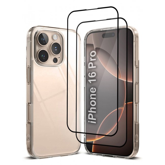 CATANES ( for iPhone 16 Pro ) 3 Pack, 1 Case and 2 Screen Protectors, Clear TPU, Ultra Slim, Shockproof, Scratch-Resistant Case Cover