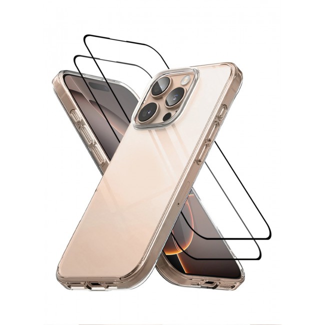 CATANES ( for iPhone 16 Pro ) 3 Pack, 1 Case and 2 Screen Protectors, Clear TPU, Ultra Slim, Shockproof, Scratch-Resistant Case Cover