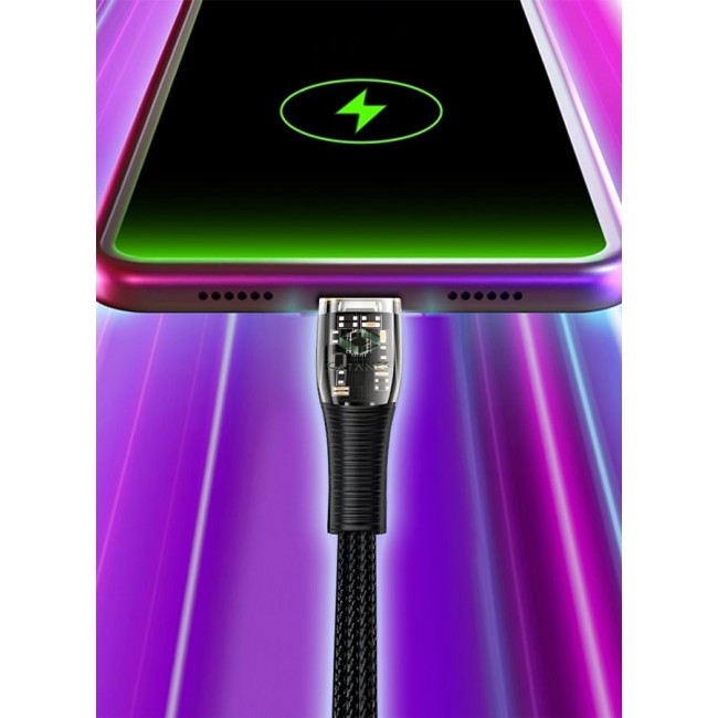 CATANES USB Type C to Lightning Cable Fast Charging Cable Transparent Adapter Fast Charging Cable Black 1M