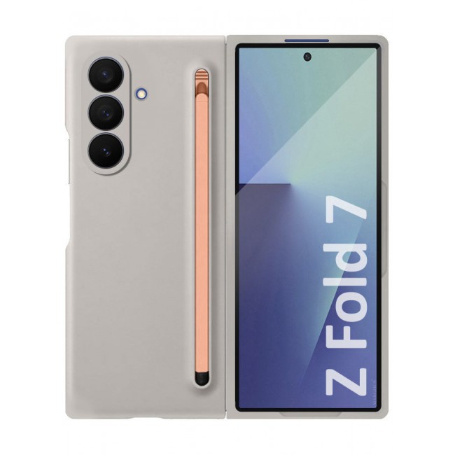 CATANES Case Cover and S Pen for Samsung Galaxy Z Fold 7, Slim Case with Built-in Compact S Pen, Holder and Storage Slot for Pen - Grey