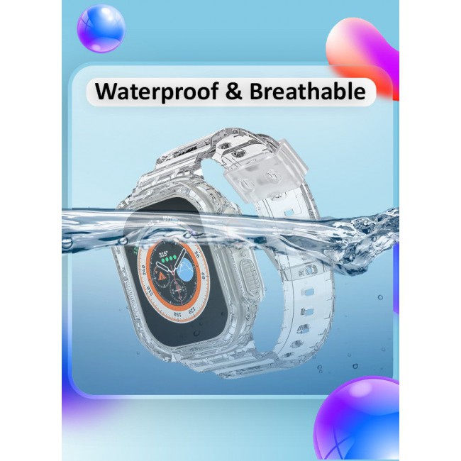 CATANES Strap Bands TPU Smart Apple Watch Bands 49mm with Bumper Protective Case Crystal Sports Wristband Compatible with Series Ultra2,Ultra Clear Color