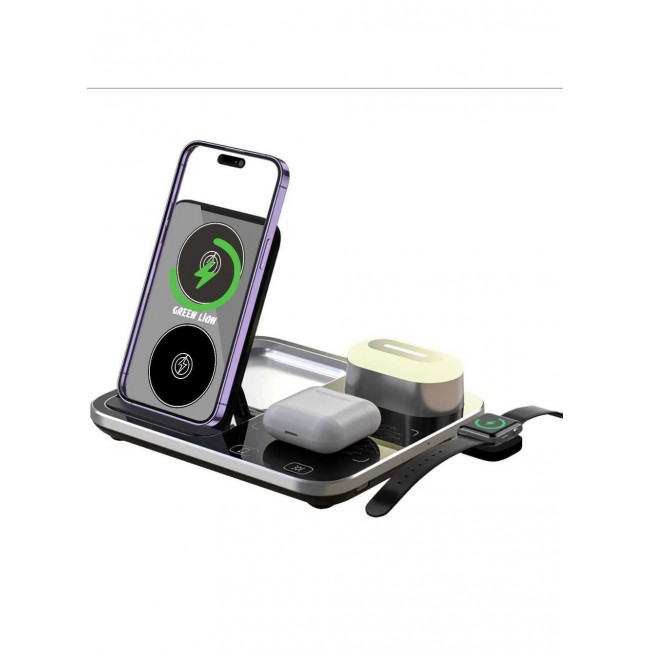 Catanes 4-in-1 Wireless Charger Stand with RGB Light for Phone, Watch & Headset - Black R12