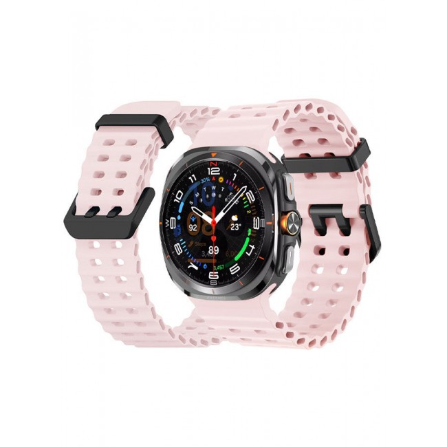 CATANES (for Samsung Galaxy Watch 7 Ultra 47mm) Silicone Band Soft Ocean Silicone Sport Strap Replacement Accessory Light Pink