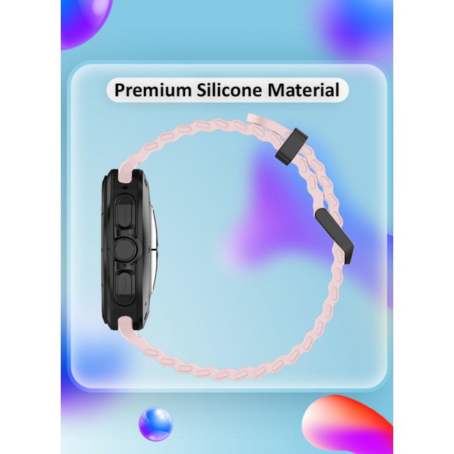 CATANES (for Samsung Galaxy Watch 7 Ultra 47mm) Silicone Band Soft Ocean Silicone Sport Strap Replacement Accessory Light Pink