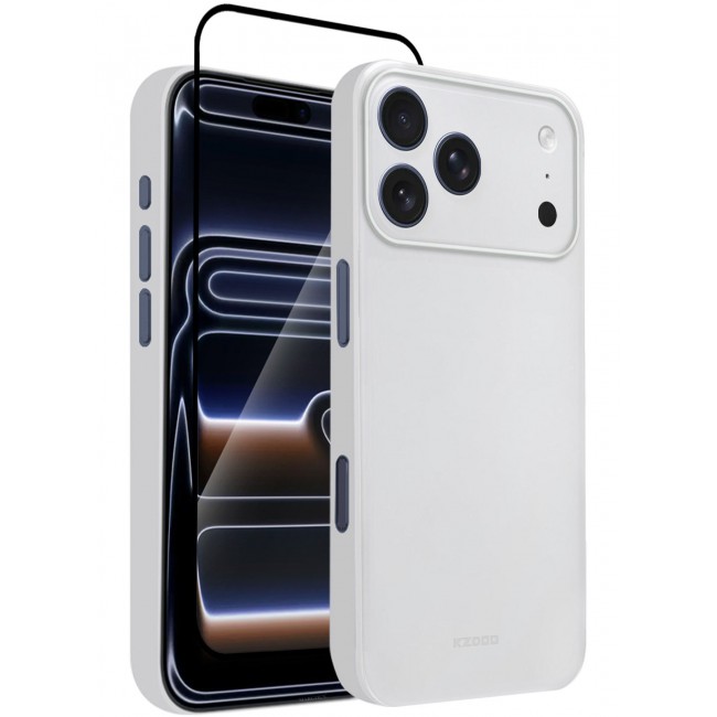 KZDOO 2 Packs Air Skin Case Cover for Apple iPhone 17 Pro - Sturdy Back Cover - Durable Thin Case - Drop Protection Cover with 3D Screen Protector - Frosted Clear