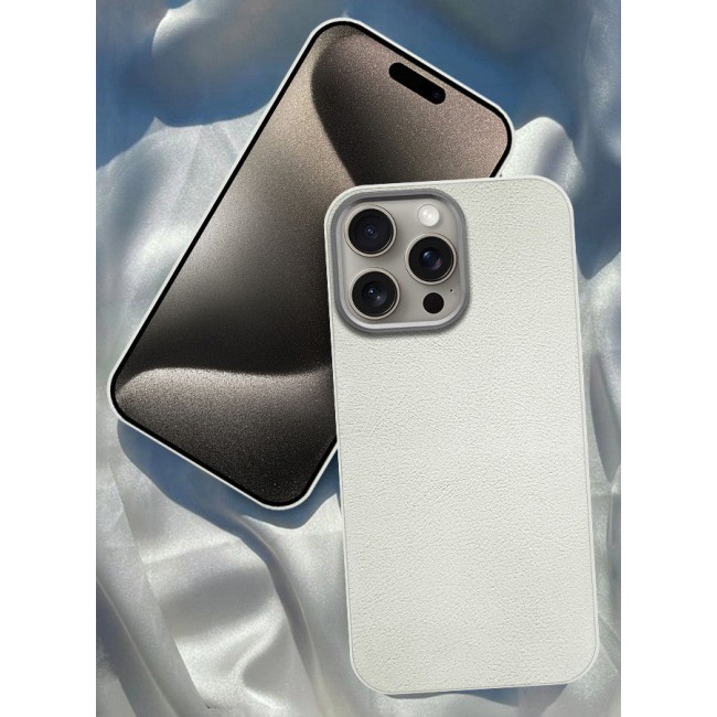 CATANES (for iPhone 15 Pro) Case Cover Leather Case with Lens Frame Shockproof Full Body Protective Cover White