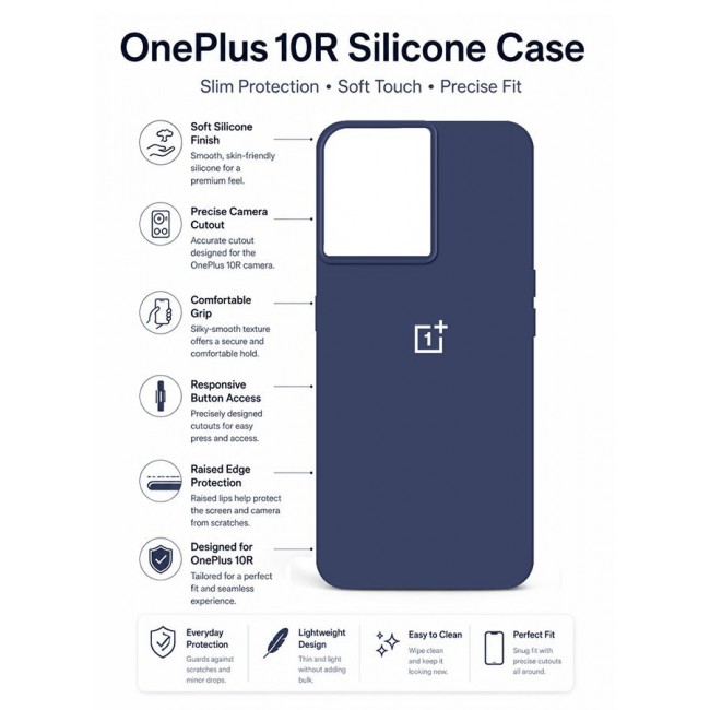 CATANES OnePlus 10R Case Silicone Cover Soft and Durable Comfortable to Grip Soft Flexible Rubber Protective Case Blue