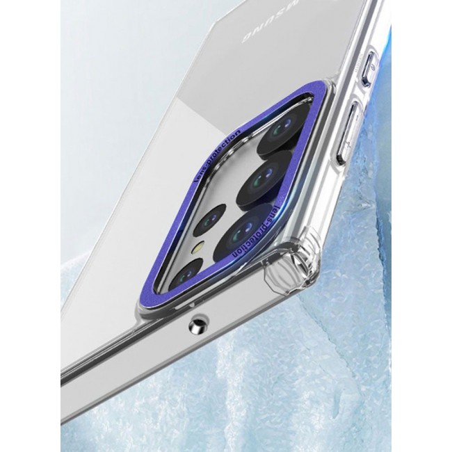 CATANES 2 Pack For Samsung Galaxy S23 Ultra Clear Case With Screen Protector Purple Edge