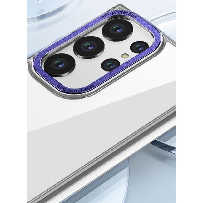 CATANES 2 Pack For Samsung Galaxy S23 Ultra Clear Case With Screen Protector Purple Edge