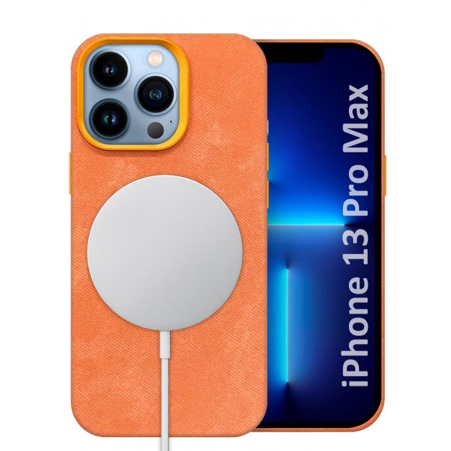 CATANES 2Packs iPhone 13 Pro Max Alcantara Case Cover Premium Quality Luxurious Soft Touch Protection with Metal Camera Frame with a 3D Screen Protector - Orange