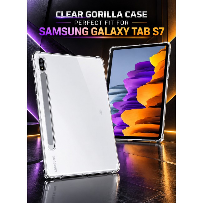 CATANES For Samsung Galaxy Tab S7 Transparent TPU Bumper Protective Case