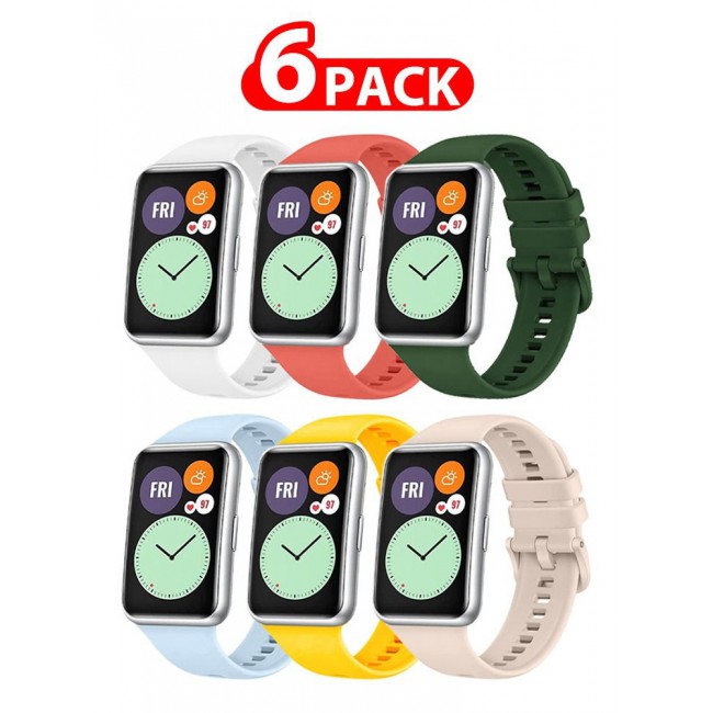 CATANES 6 Pack For Huawei Watch Fit 2 Silicone Bracelet Replacement Strap Multicolour 3(Only Compatible with Huawei Watch Fit 2)