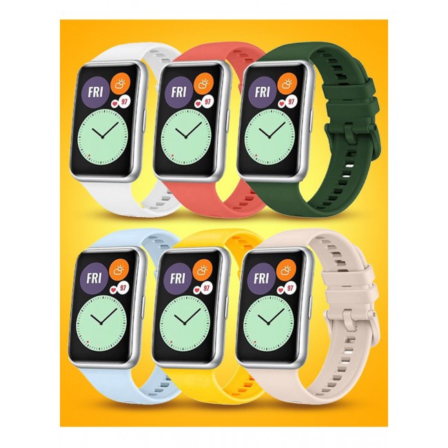 CATANES 6 Pack For Huawei Watch Fit 2 Silicone Bracelet Replacement Strap Multicolour 3(Only Compatible with Huawei Watch Fit 2)