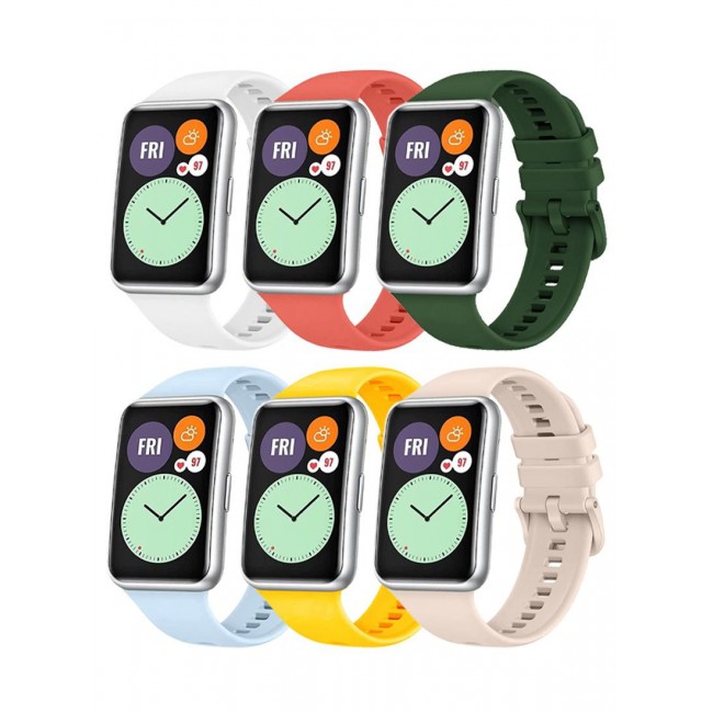 CATANES 6 Pack For Huawei Watch Fit 2 Silicone Bracelet Replacement Strap Multicolour 3(Only Compatible with Huawei Watch Fit 2)
