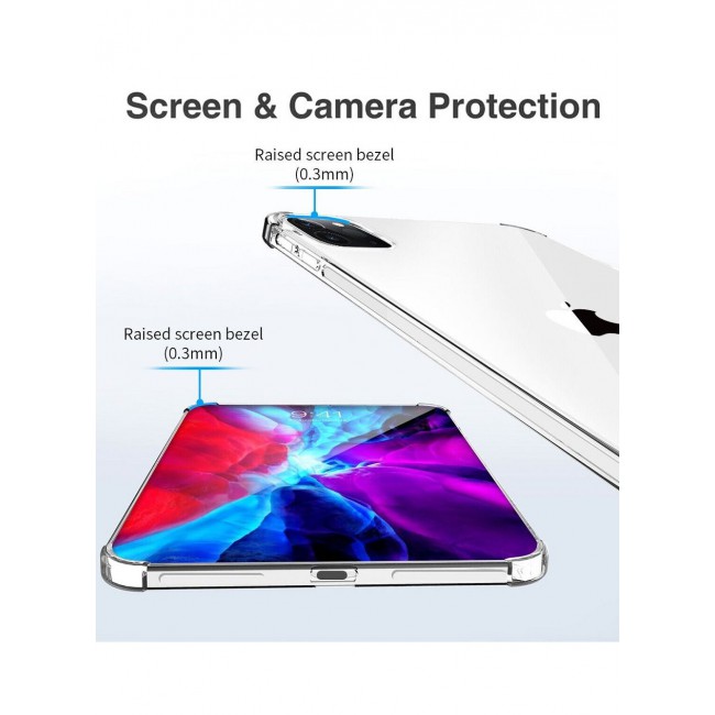 CATANES iPad Pro 11-inch 2020 (2nd Gen) Case Clear Shock Absorbing Flexible TPU Protective Cover Transparent Slim Case with Corner Bumper Airbag