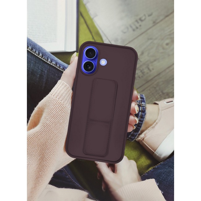 CATANES ( for iPhone 16 Plus ) Case Premium PU Leather Case with Stand Function Shockproof and Anti Scratch Finger Grip Case Cover / Merlot
