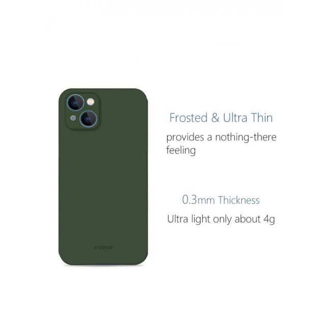 KZDOO iPhone 14 Plus Case Air Skin Series Ultra Slim Frosted Anti Slip Back Cover Full Coverage Camera Lens Protection 6.7 inch Green