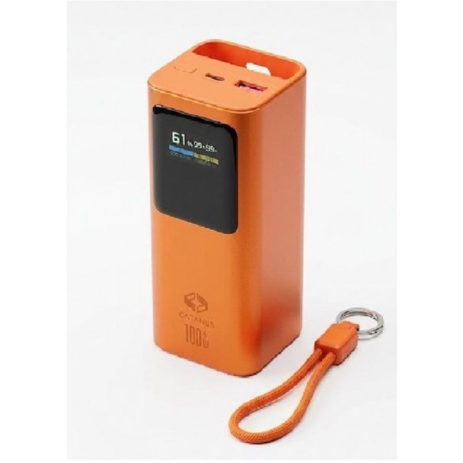 CATANES 20000mAh 100W Super Fast Charging Power Bank with Smart Digital Display and Built-in Type-C Cable - Orange
